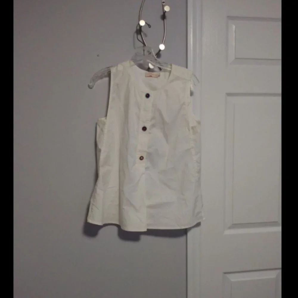 Tory Burch Marguerite Shell Sleeveless Buttoned Top Sz 6